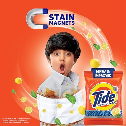 Tide Plus Detergent Washing Powder with Extra Power Lemon and Mint Pack - 500 g