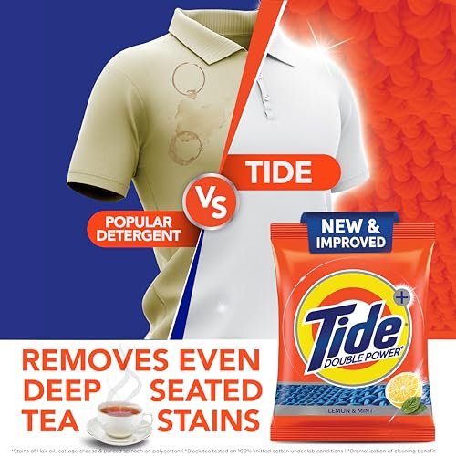 Tide Plus Detergent Washing Powder with Extra Power Lemon and Mint Pack - 500 g