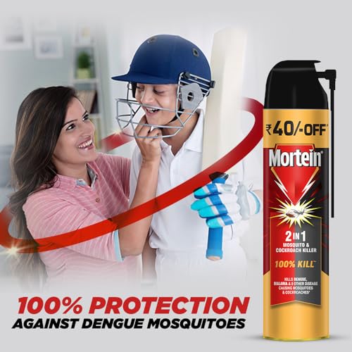 Mortein 600 ml - 2 in 1 Mosquito Killer & Cockroach Killer Spray - 600ml | All Insect Killer | Lemon Fragrance | 100% Kill Guarantee | Mosquito Repellent, Mosquito Spray Aerosol