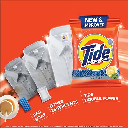 Tide Plus Detergent Washing Powder with Extra Power Lemon and Mint Pack - 500 g