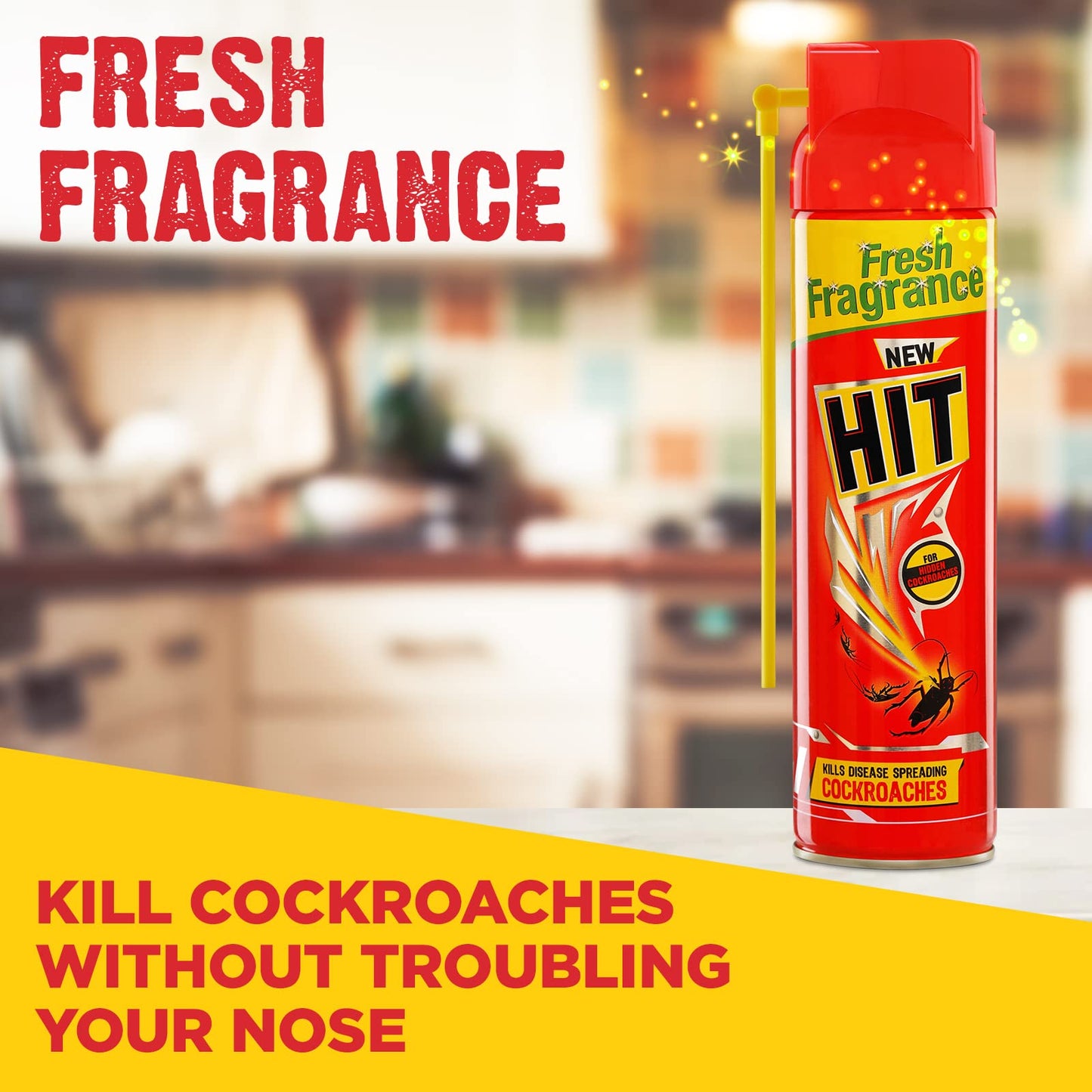 HIT Crawling Insect Killer Cockroach Killer Spray | Instant Kill | Deep-Reach Nozzle | Fresh Fragrance, 700ml