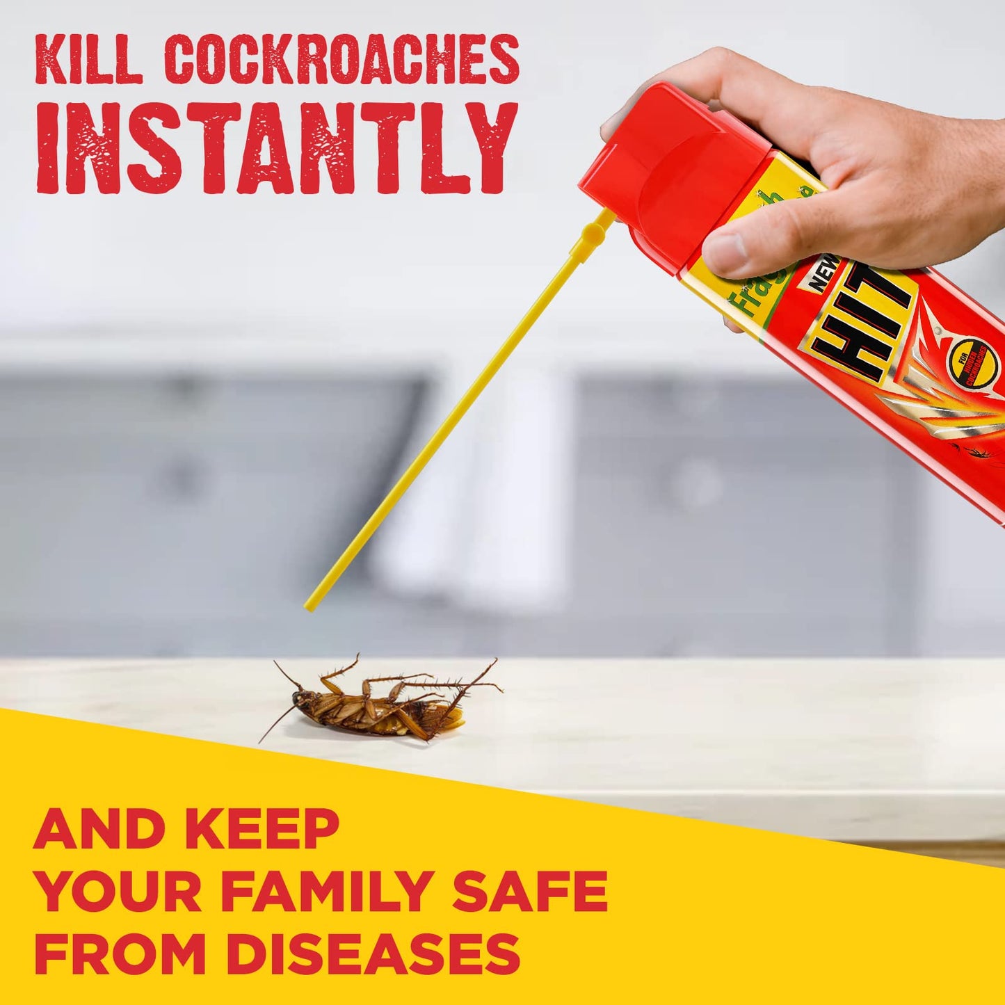 HIT Crawling Insect Killer – Cockroach Killer Spray (200ml) | Instant Kill | Deep-Reach Nozzle | Fresh Fragrance (Pack of 2)