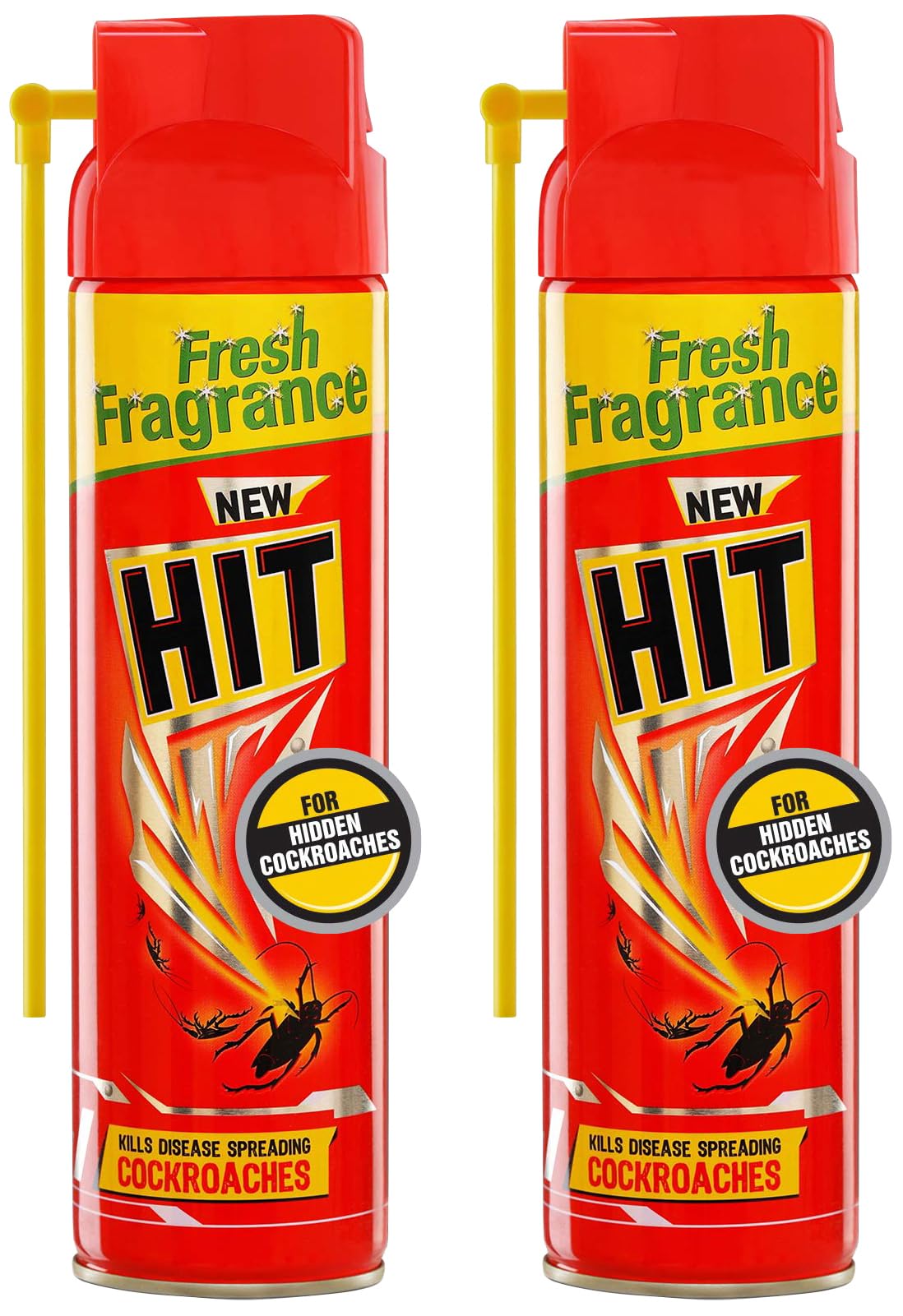 HIT Crawling Insect Killer – Cockroach Killer Spray (200ml) | Instant Kill | Deep-Reach Nozzle | Fresh Fragrance (Pack of 2)