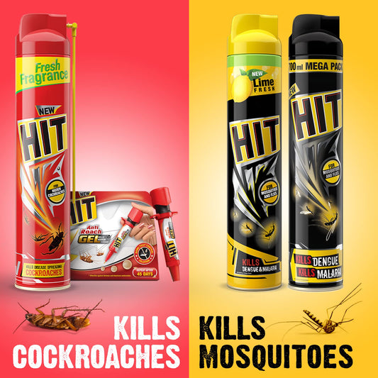 HIT Crawling Insect Killer – Cockroach Killer Spray (200ml) | Instant Kill | Deep-Reach Nozzle | Fresh Fragrance (Pack of 2)